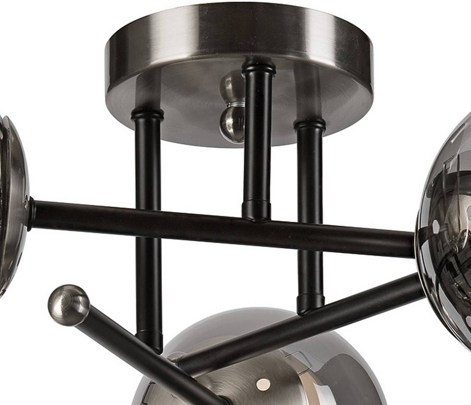 Deckenlampe Malena Lamkur, dimmbar, alu / grau / zink, für Wohn- / Esszimmer, Glas, Deckenlampe