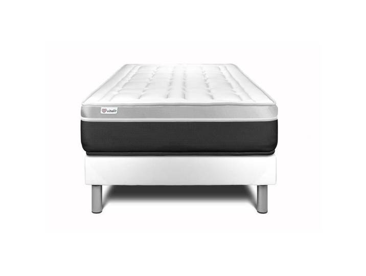 Ensemble Matelas Sommier 120x190 cm - Sommier Blanc (en kit) - Vital Soft Blanc