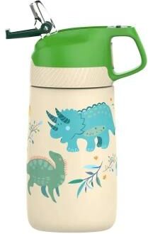 Uplifted Finds Cartoon Pattern Portable Kids Water Bottle 350ml Stainless Steel Thermo Cup For Travel green