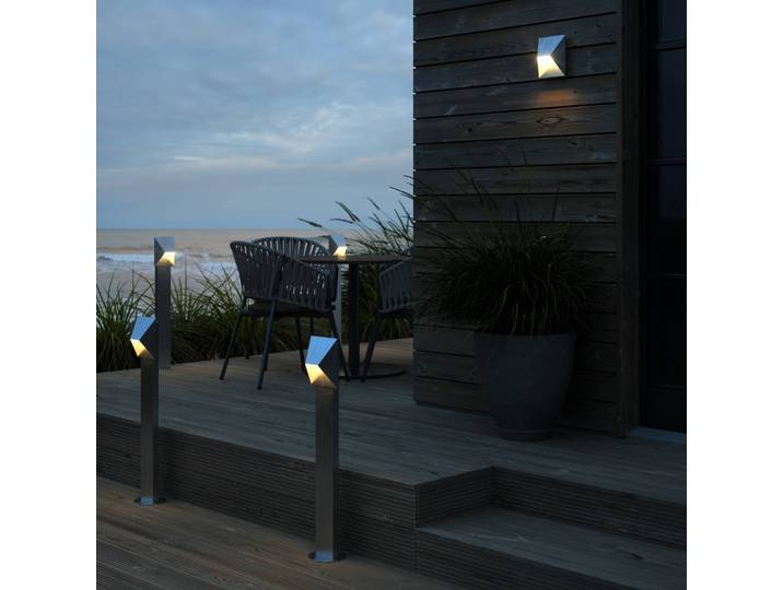 Nordlux Wegeleuchte Pontio Garden, dimmbar, alu / grau / zink, Metall, Modern, Außenleuchte