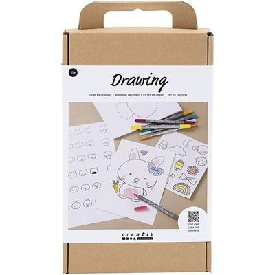 Creativ Company DIY Sets Zeichnen Kreativ Set Zeichnen, Pastellfarben, Gemischte Holzfiguren, Kreativ Box