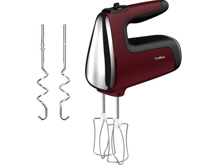 TEFAL Handmixer HT6525 Powermix Silence , rot (rot, dunkelgrau), B:7,6cm H:30,5cm T:21cm, Mixer, leistungsstarker 600-W-Motor, Handmixer