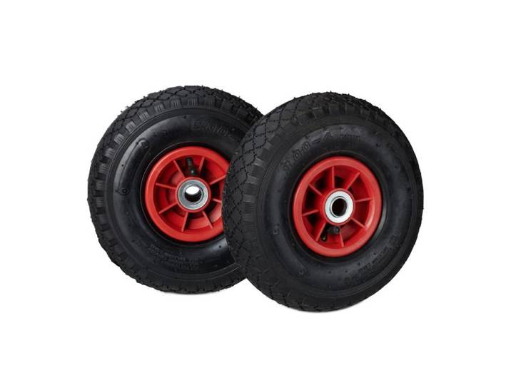 Relaxdays 4 x Sackkarrenrad 3.00-4 schwarz-rot