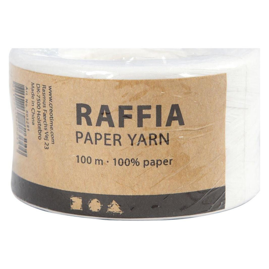 Creativ Company Papierband Raffiabast 8 mm x 100 m, Weiss (1x) (503291)