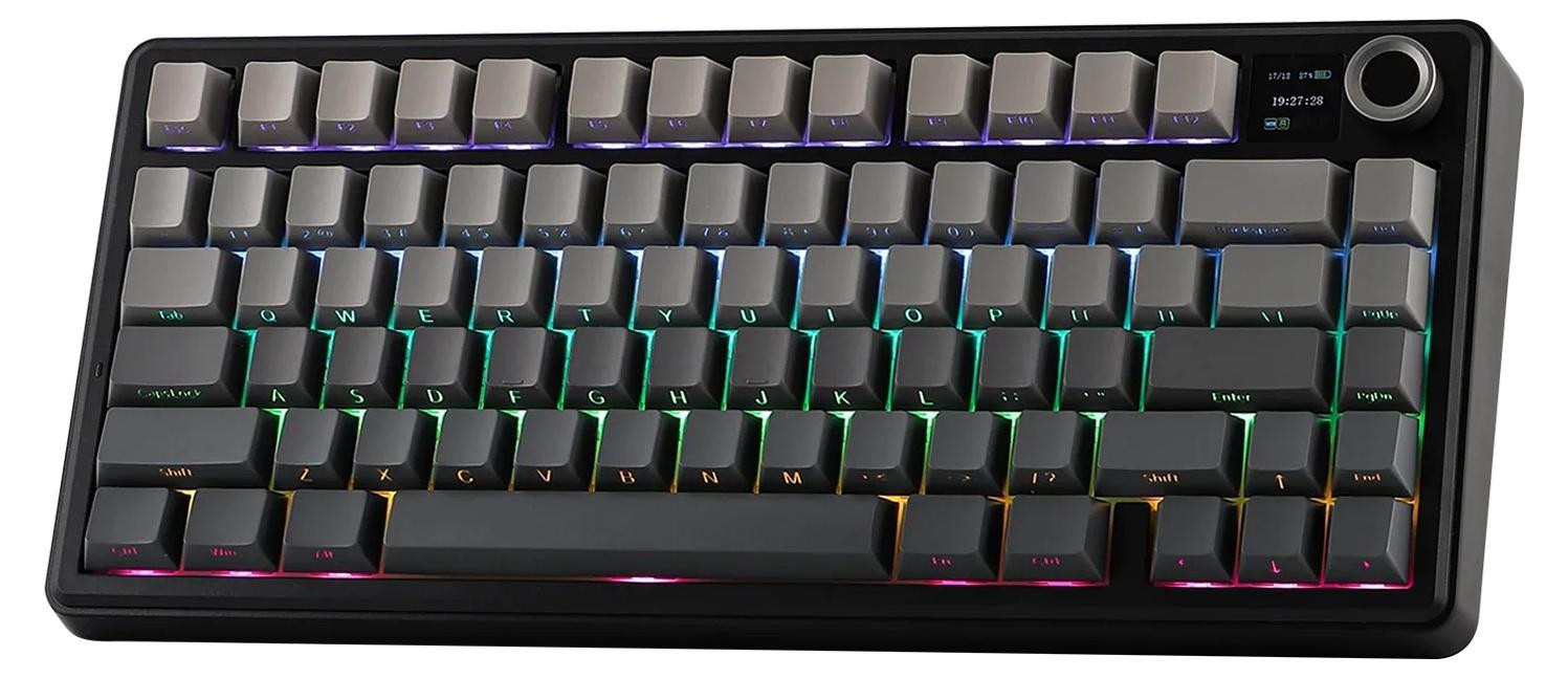 AULA F75 MAX Draadloos mechanisch gaming-toetsenbord met TFT-scherm, QWERTY US-indeling, Gradiënt grijs