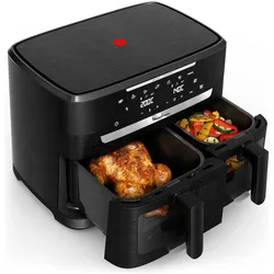 Moulinex "AIR FRYER DUAL XXL 2 TIROIRS 6,5L 4,5L INFRAROUGE 10PROG *", Fritteuse, Schwarz