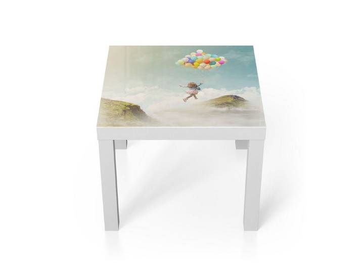 DEQORI Couchtisch 'Mädchen an Luftballons', Glas Beistelltisch Glastisch modern