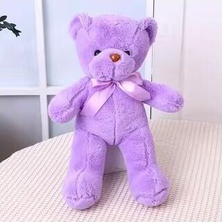 Uplift Essentials Charming Ribbon Teddy Bear Premium Soft Plush Toy For Gifting & Decor purple
