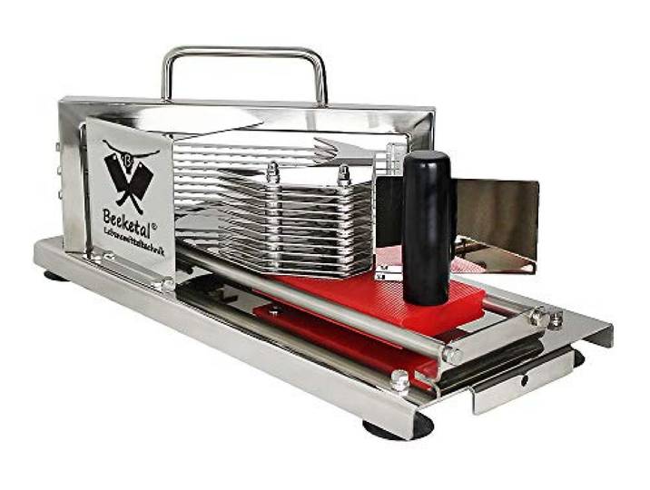 Beeketal 'BTS5' Gastro Profi Tomatenschneider mit Schlittensystem und extrem scharfen Edelstahl Wellenschliffmessern für 5,5 mm dicke Scheiben
