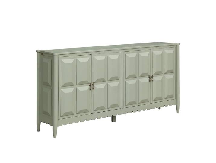 Buffet style classique en pin, 4 portes gris