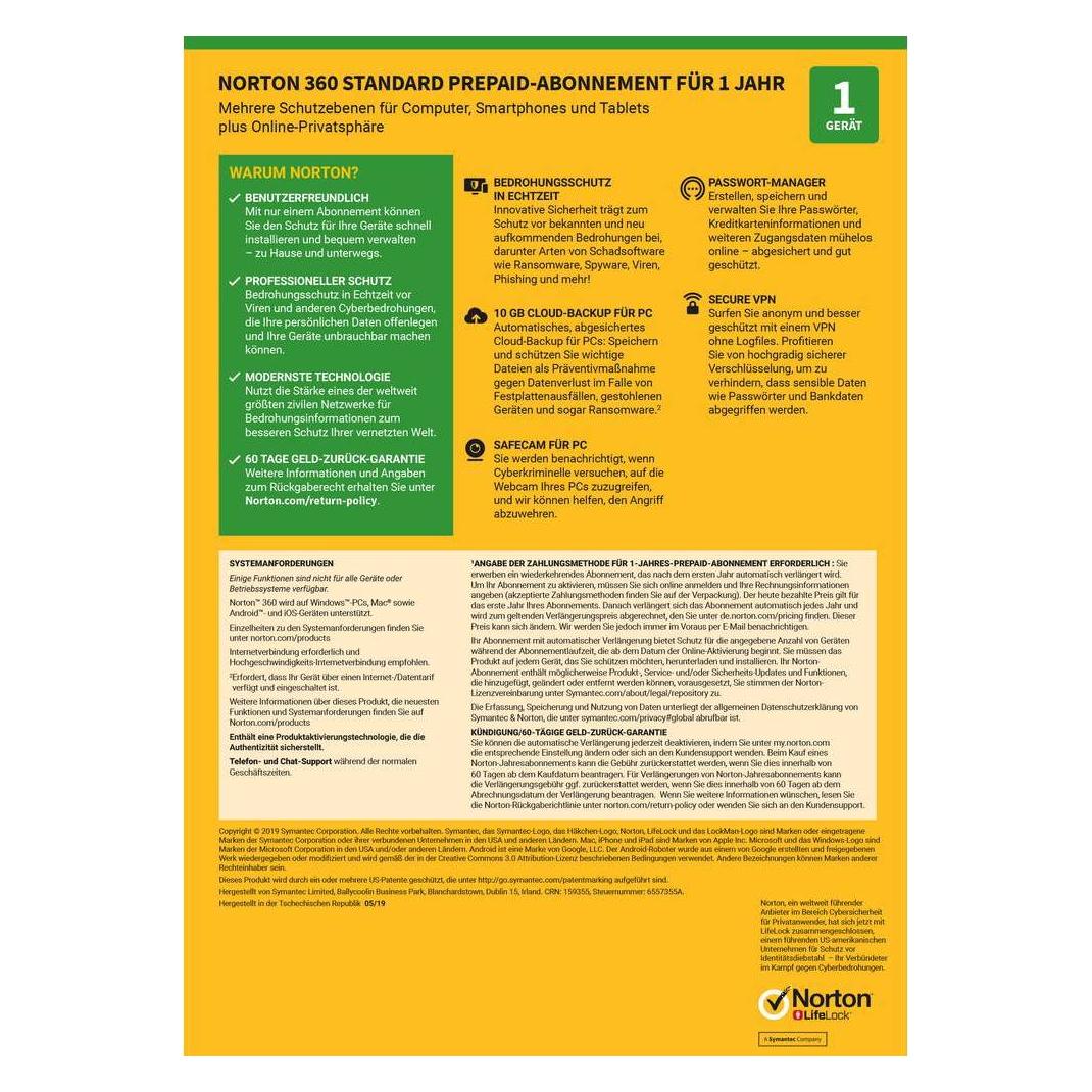 Norton 360 Standard (1 User, 12 Monate) (21395096)