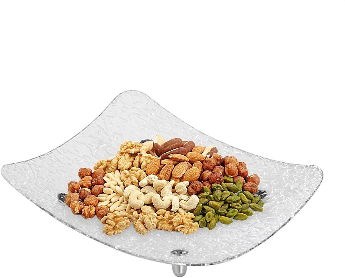 Transparante witte dessert schaal met voet als decoratieve fruithouder - Breedte: 273 cm