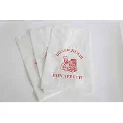DayBays 40000 Stk. Bäckerfaltenbeutel 17+4,5x28 cm mit Druck "Bon Appetit" Kraftpapier weiss gefädelt