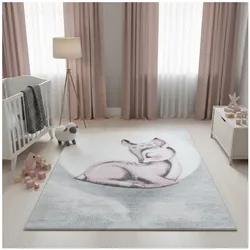 Spielteppich COGNE in Rosa, mit Reh-Motiv, 120 x 170 cm
