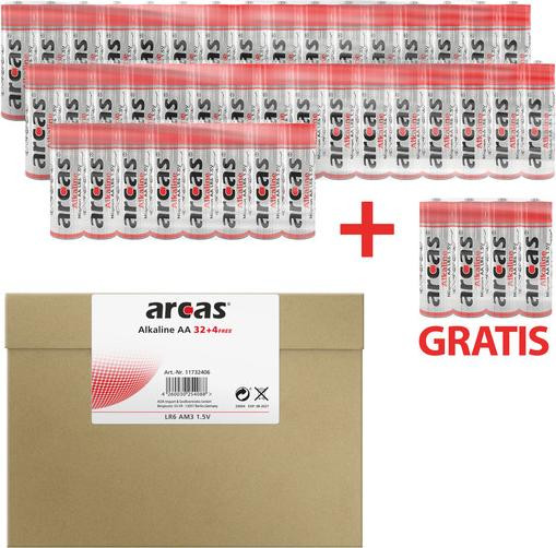 Arcas Alkaline LR06 Mignon AA Batterijen 1,5V Sparpack van 36 stuks