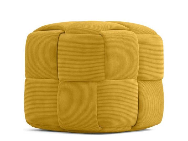 Pouf Carré Tapissé en Velours Côtelé - Design Moderne - Dice Moutarde
