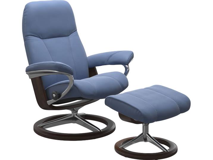 Fußhocker STRESSLESS Consul , blau (lazuli blau), B:54cm H:41cm T:39cm, Hocker, Fußhocker, mit Signature Base, Gestell Braun