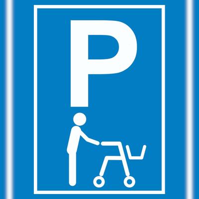 HB-Druck Rollator Parkplatz Schild Gehwagen Gehhilfe A2 Rückseite selbstklebend