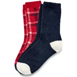 Tchibo - 2 Paar Kuschelsocken - Damen - Gr. 35-38 - weiß/kariert