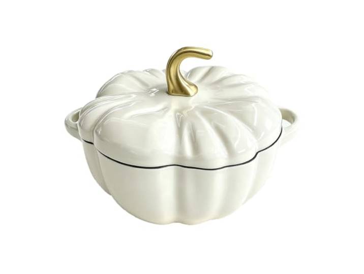 Kürbis-Cocotte Dutch Oven Mit Deckel – Kochtopf Aus Gusseisen, Antihaftbeschichtet – Für Kürbiseintopf Oder Suppe Für 3–5 Personen – Geschenk Deko Für Halloween