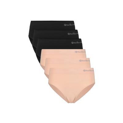 Slip BAMBOO BASICS "Slip BELLE 6er Pack", Damen, Gr. L, schwarz (schwarz, nude), Obermaterial: 80% Viskose CV. 13% Polyamid PA. 7% Elasthan EL., Unterhosen Slip