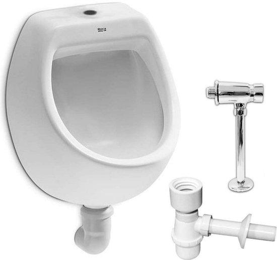 Famanu Urinal Hochwertiges Keramisches Urinoir mit Spülventil und Sifon - Weiß
