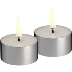 Piffany Uyuni Melted Tealight LED, Silber, 2er Set, 4,1x2,3cm