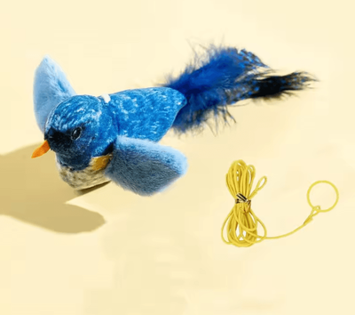 Inspire Curations ChirpyBird Interactive Hanging Cat Teaser Toy With Catnip & Feathers blue
