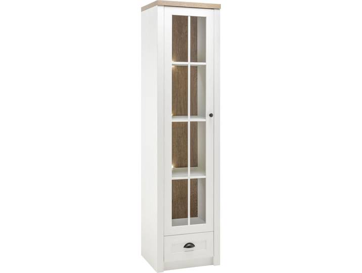 Vitrine HOME AFFAIRE Beauvais , weiß (weiß pinie, applikation eichefarben dekor), B:50cm H:198cm T:43cm, Holzwerkstoff, Schränke, Vitrine, Höhe ca. 198 cm