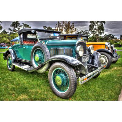 Fototapete PAPERMOON "OLDTIMER-AUTOS VINTAGE CARS MOTORRAD RETRO CAR CHOPPER", bunt, B:2,5m L:1,86m, Vlies, Tapeten