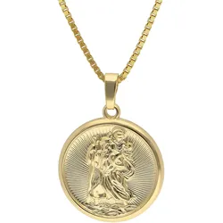 trendor 41864 Christophorus Anhänger Gold 333/8K mit vergoldeter Silberkette, 45 cm
