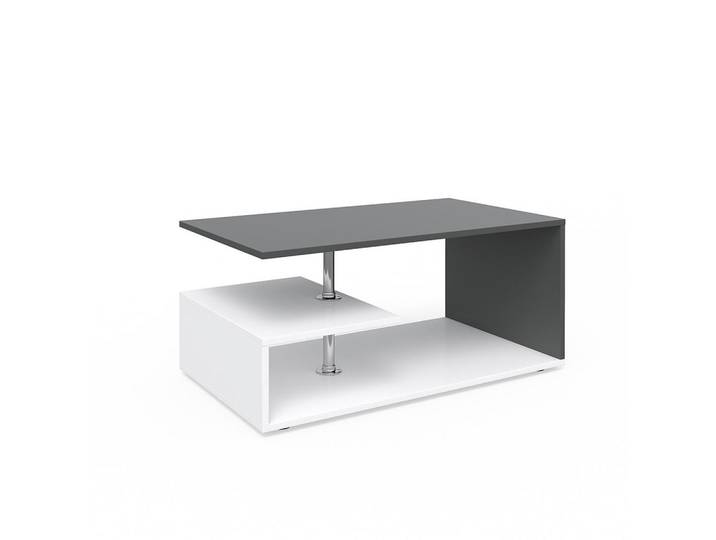 Vicco Couchtisch Guillermo Weiß/Anthrazit 91 x 52.6 cm, Weiß, Anthrazit, Holzwerkstoff, 3 Fächer, Rechteckig,Rechteckig, 91x41x52.6 cm, Wohnzimmer, Wohnzimmertische, Couchtische