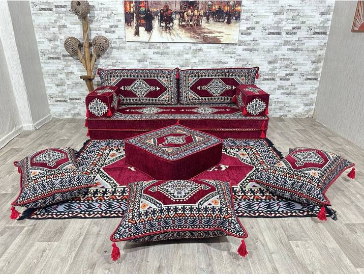 CaddeBuy Sofa Orientalische Sitzlandschaft – Bodensofa mit gemütlichen Bodenkissen
