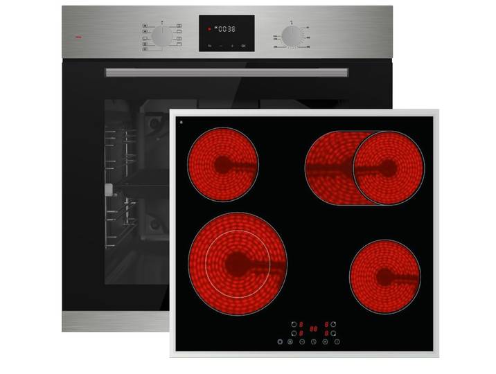 Böhme Elektro-Herd-Set Böhme Herdset HB60F78PPX+ PKM Autarkes Glaskeramikkochfeld 59 cm breit