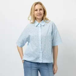 DAWID by Dawid Tomaszewski Bluse, langer 1/2-Arm Lochstickerei oversized