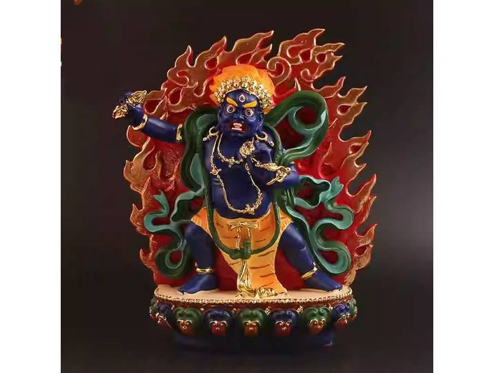 Statue de Vajrapani en résine peinte à la main, divinité protectrice du bouddhisme tibétain, décoration de bureau à domicile