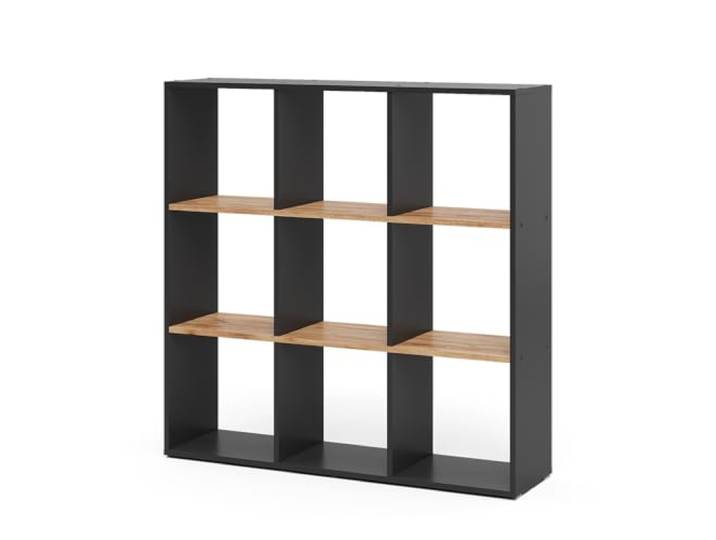 Vicco Raumteiler Nove, Anthrazit/Goldkraft Eiche, 107.2 x 107.8 cm zur flexiblen Raumaufteilung und Aufbewahrung von Büchern