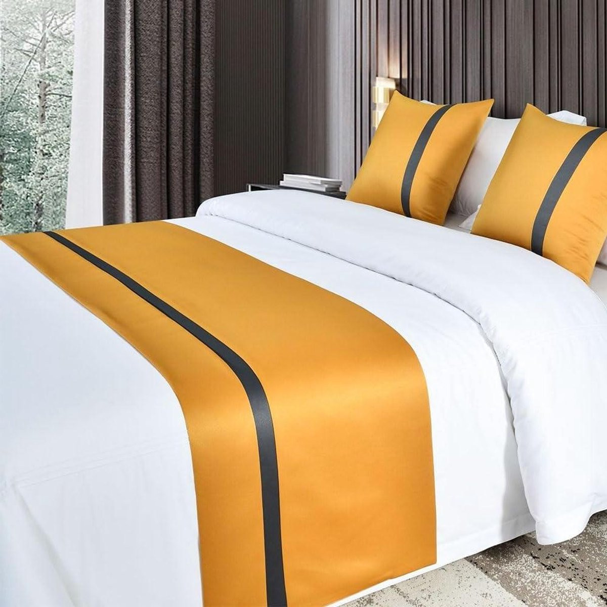 Bedloper Polyester Bed Runner Sjaal voor Slaapkamer Decoratie - Geel