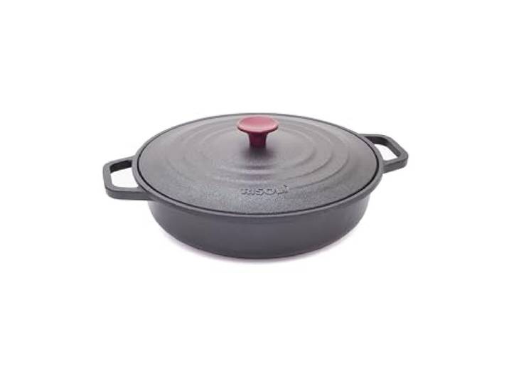 RISOLI '' VINUM Antihaft-Pfanne für Induktion und Gas Ø24cm, mit Schmelzdeckel, Slow Cooking, aus recyceltem Aluminiumguss, hergestellt in Italien