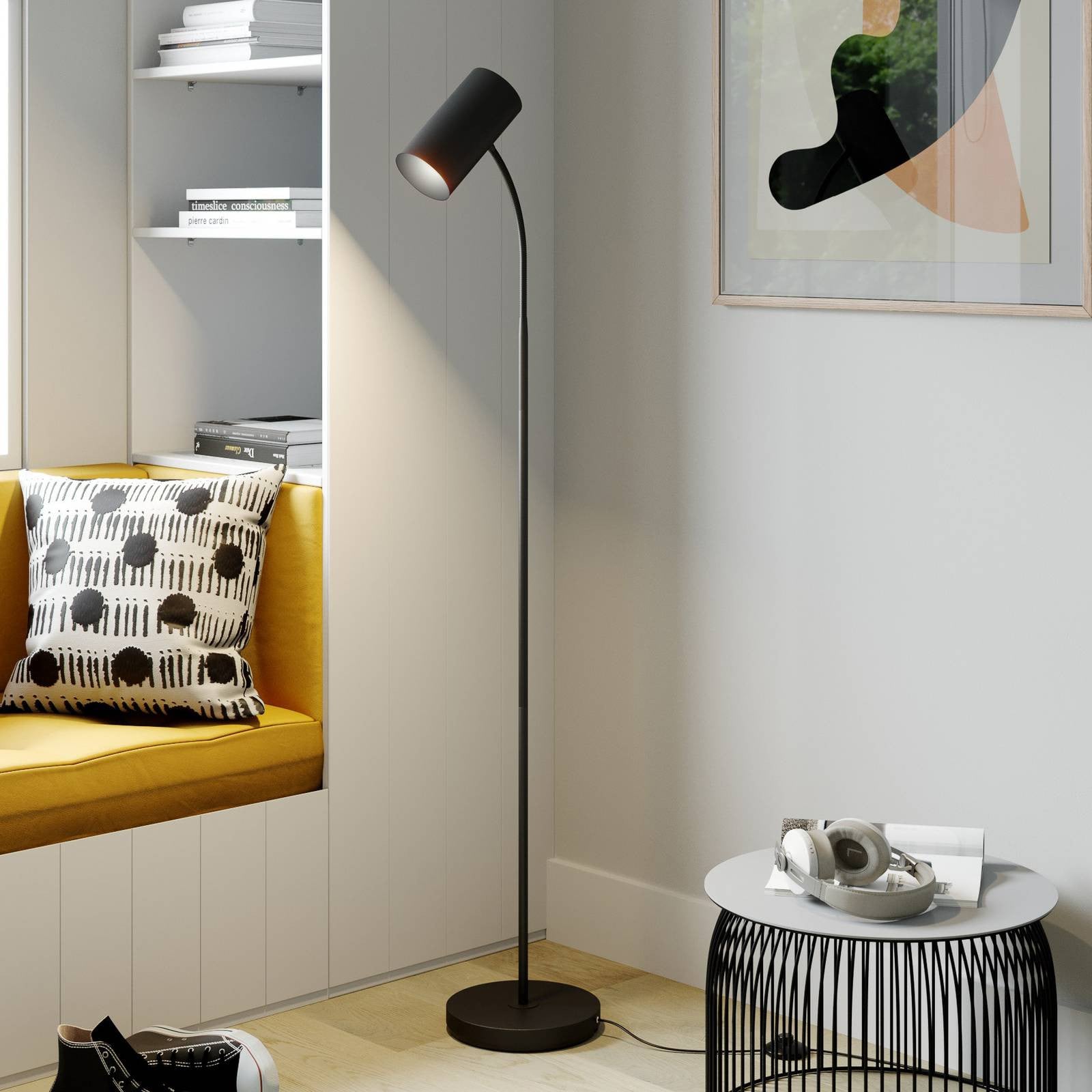 Lindby Karoli vloerlamp zwart metaal modern verstelbaar