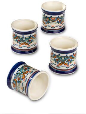 Euro Ceramica Zanzibar 4 Piece Stoneware Napkin Rings Set