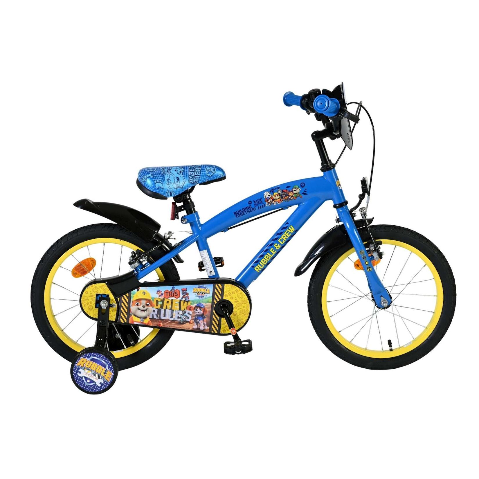 Volare Kinderfahrrad Paw Patrol für Jungen 16 Zoll Kinderrad in Rubble & Crew Kinderfahrrad, Blau, Zwei Handbremsen