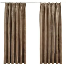 vidaXL Verdunkelungsvorhänge mit Haken 2 Stk. Samt Beige 140x175cm
