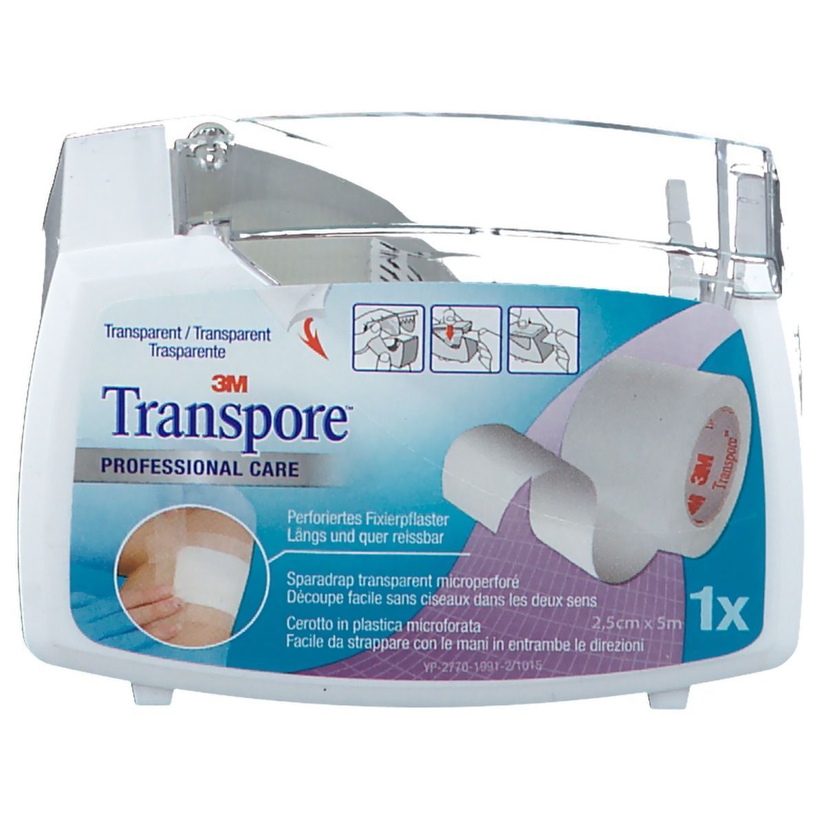 Transpore 2,5 cmx5 m Pflaster auf Abroller 1 St