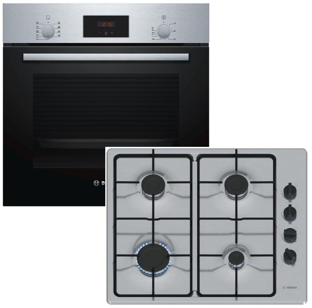 Herdset BOSCH Backofen Schnellaufheizung + Gaskochfeld Starkbrenner autark 60 cm