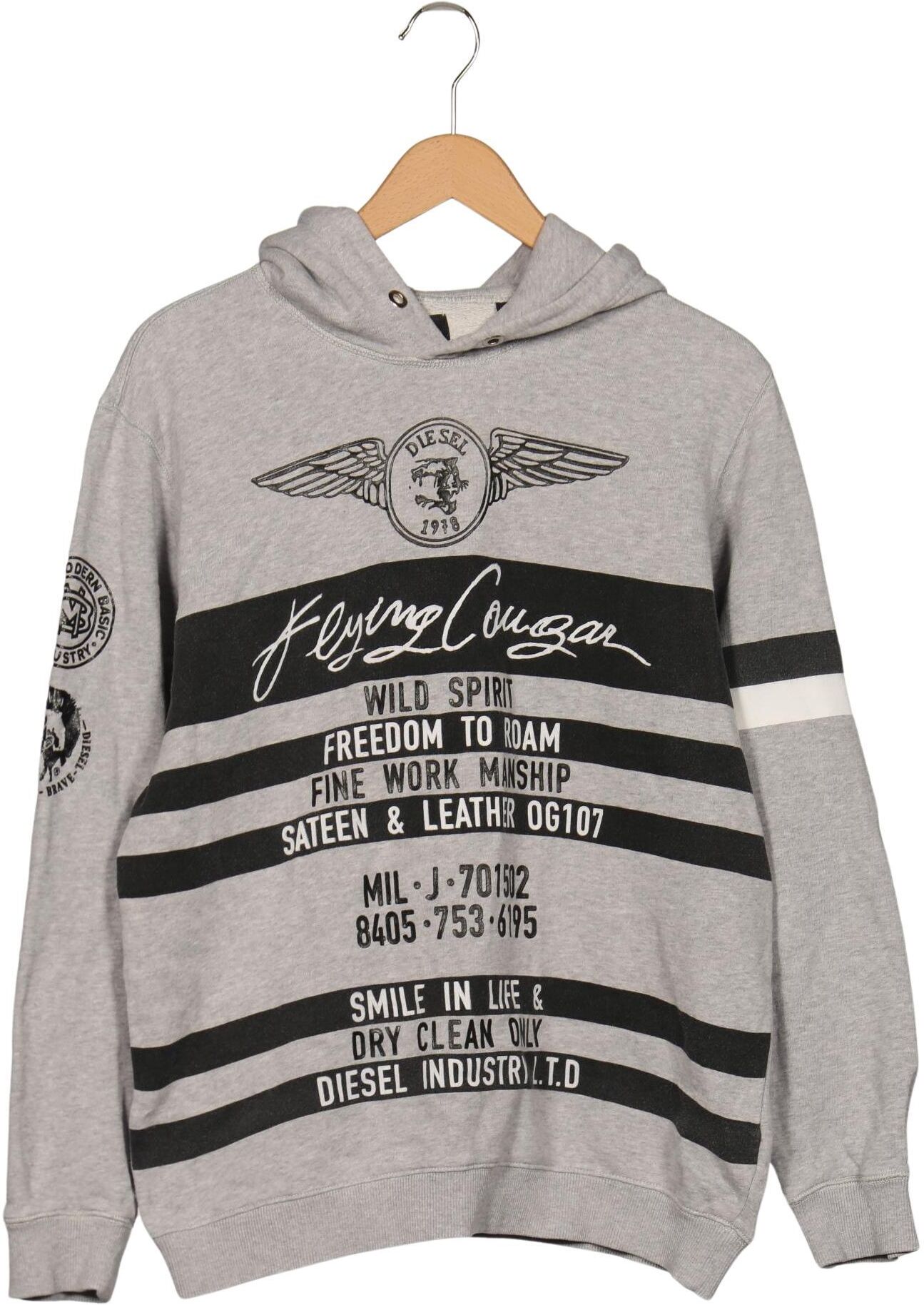 Diesel Herren Kapuzenpullover, Grau, Gr. M, Baumwolle / Elasthan - Second Hand