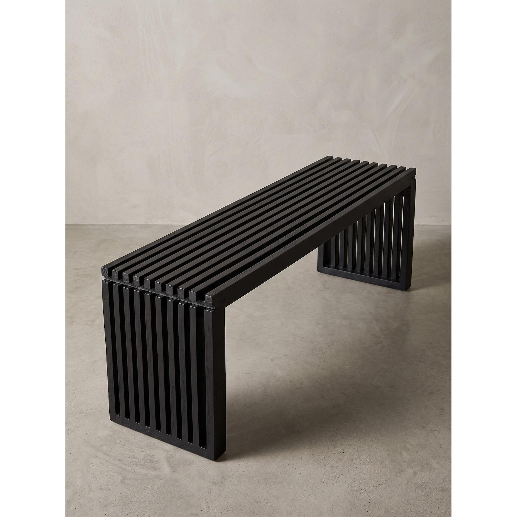 Sitzbank Akazie Massivholz Schwarz 120x35x45 cm - PALLANZA Kadima