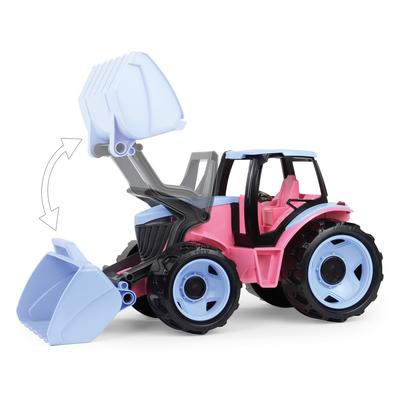Spielzeug-Traktor LENA "Giga Trucks Traktor mit Lader, Rosa", bunt (rosa), Spielzeugfahrzeuge, KinderT:62cm, Kunststoff, Made in Europe, T:62cm
