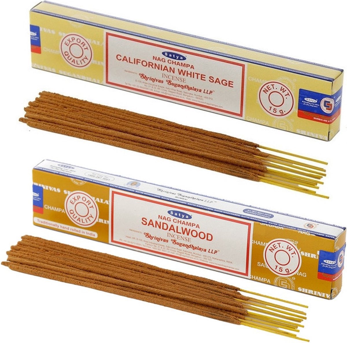 Satya Wierook Cadeauset met Sandelhout en Witte Salie Geur en 2x Geurstokjes voor Meditatie