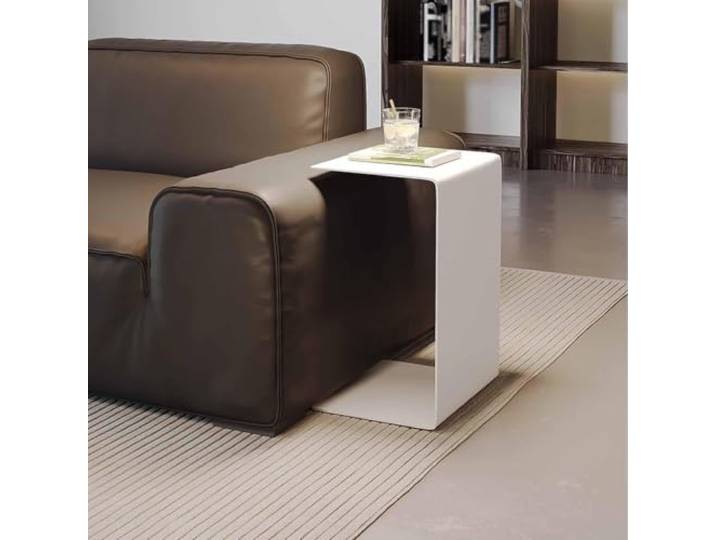 Beistelltisch C-Form Aus Edelstahl Gebürstet，Moderner Sofatisch，Couchtisch Wohnzimmertisch，Sofatablett，Als Nachttisch，Laptoptisch, Für Wohnzimmer, Schlafzimmer, Balkone，Couch, Sofa